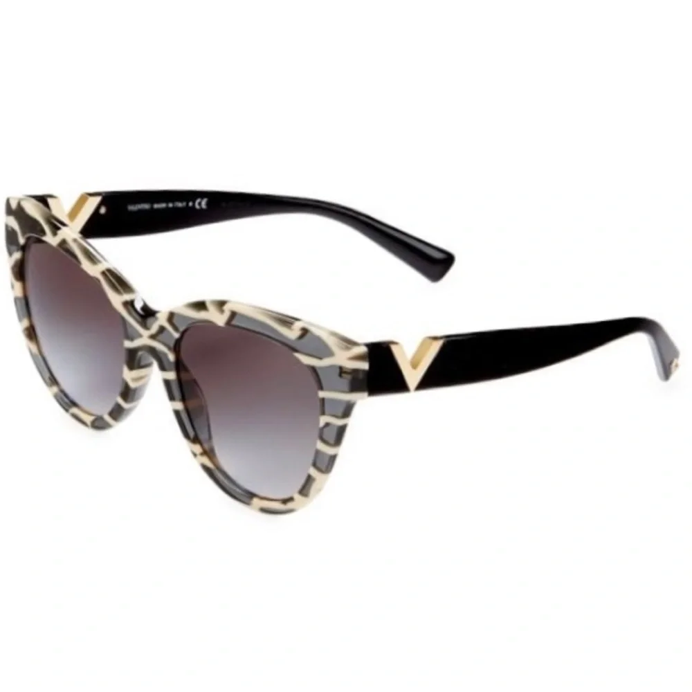 VALENTINO BLACK CAMOUFLAGE CAT EYE SUNGLASSES VA 4089 - Picture 3 of 5